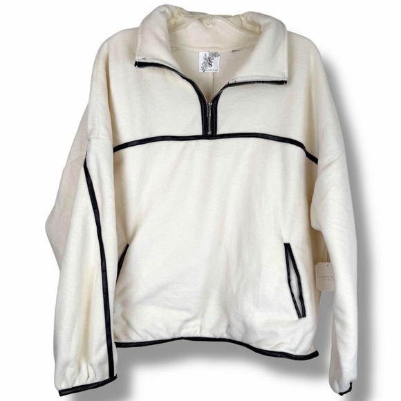 Altar’d State Brisk Sherpa Pullover Jacket Ivory White Fleece Half Zip Sweater M - Picture 5 of 10